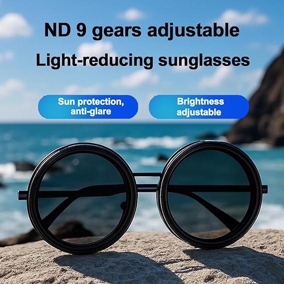 Adjustable Shades Glasses Tint Rounded Polarized Uv400 Lenses Nd Filter Sunglasses 1-9 Gears