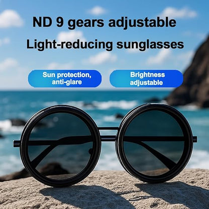 Adjustable Shades Glasses Tint Rounded Polarized Uv400 Lenses Nd Filter Sunglasses 1-9 Gears