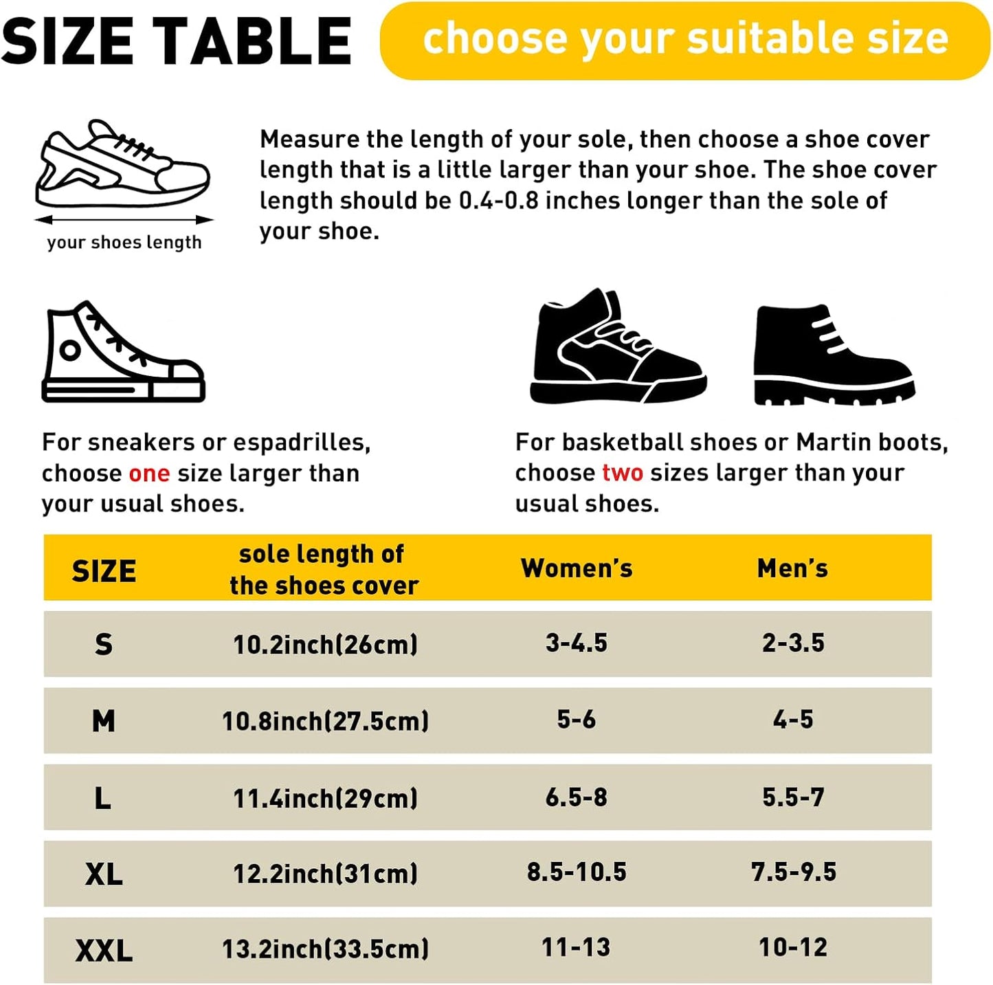 1Pair Waterproof Shoe Covers, Reusable & Foldable Rain Boot Shoe Cover with Zipper, Non-Slip, Reflector