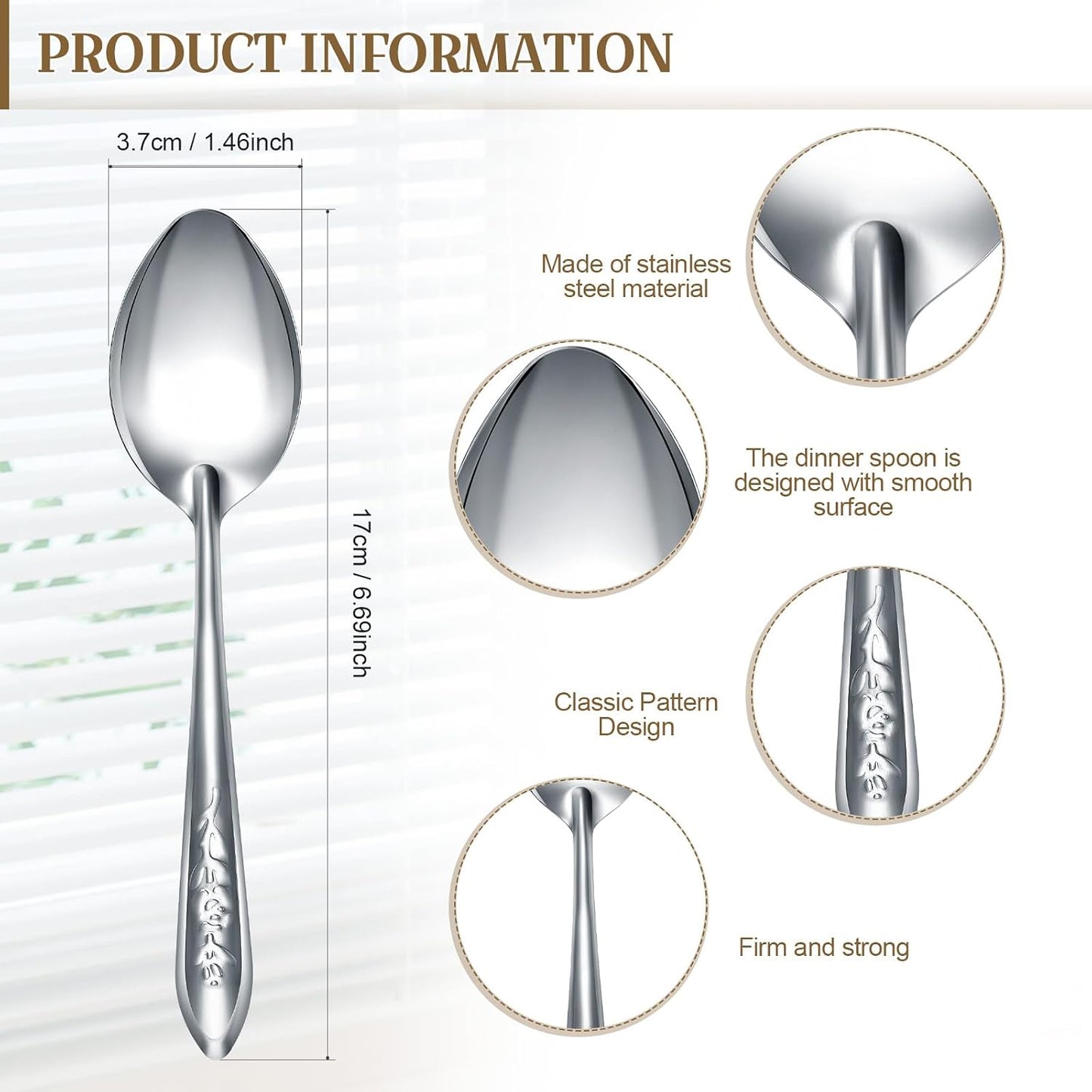 10 PCS Tea Spoons Set Silverware - 6.7 inch Stainless Steel Spoon