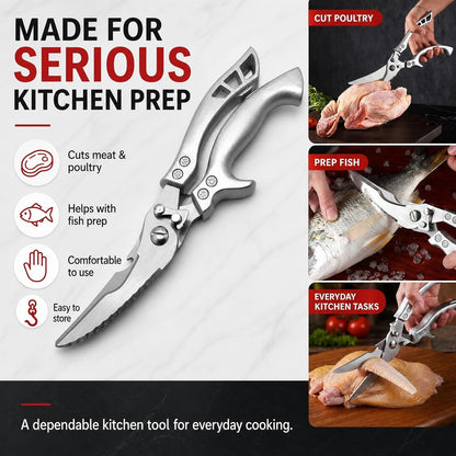 Bone Shears - Heavy-Duty Kitchen Scissors with Fish Scaler & Bottle Opener