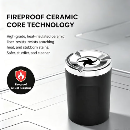 Rotating Car Ashtray With Ceramic Inner Liner, Automotive Ash Holder With Fireproof Core