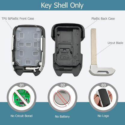 Replacement Key Fob Cover Shell fit for Chevy Silverado GMC Sierra 1500 2500HD 3500HD 2017-2022 Keyless Entry Remote Control Key Fob Case