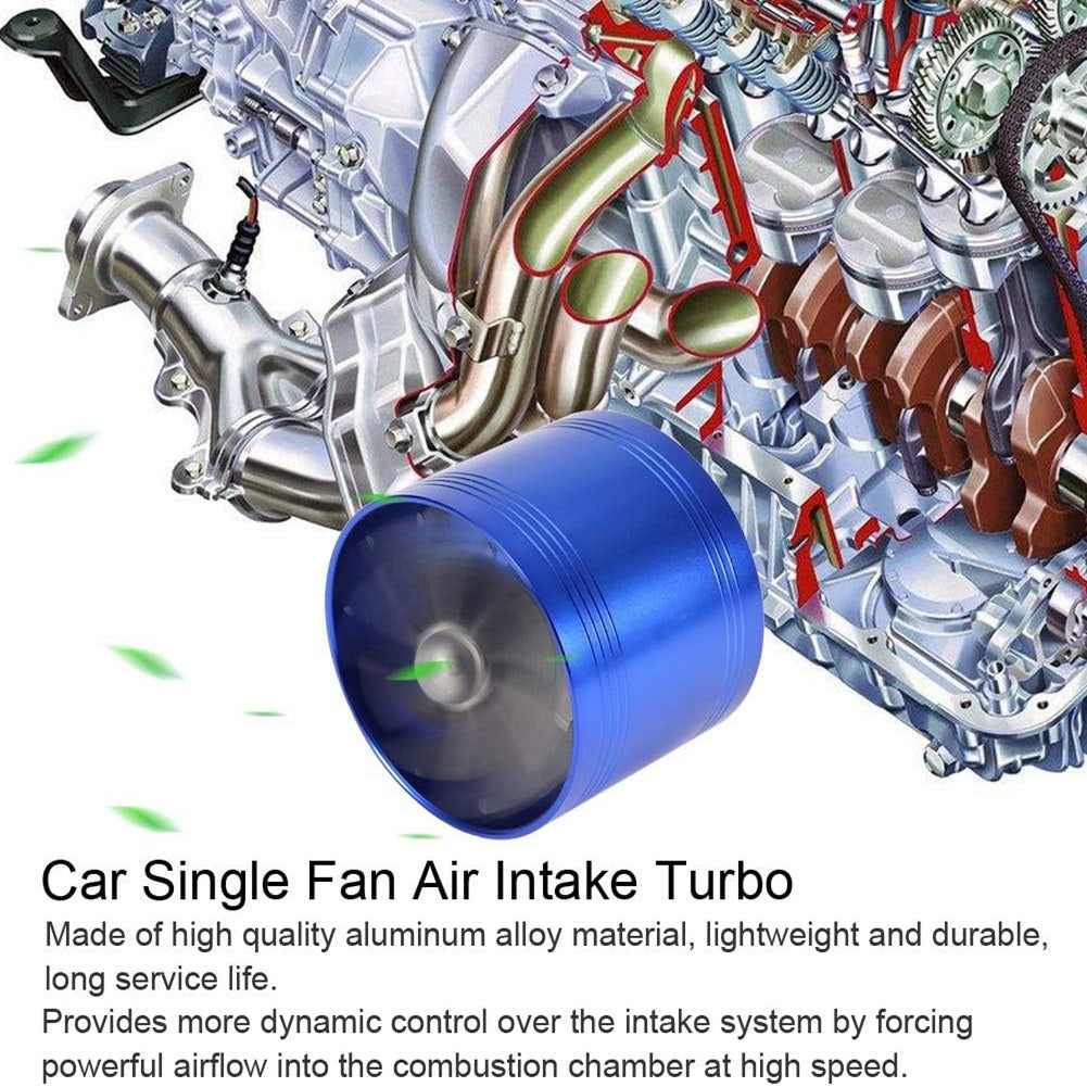 Car Air Intake Turbonator Dual Fan Turbine Super Charger Gas Fuel Saver Turbo