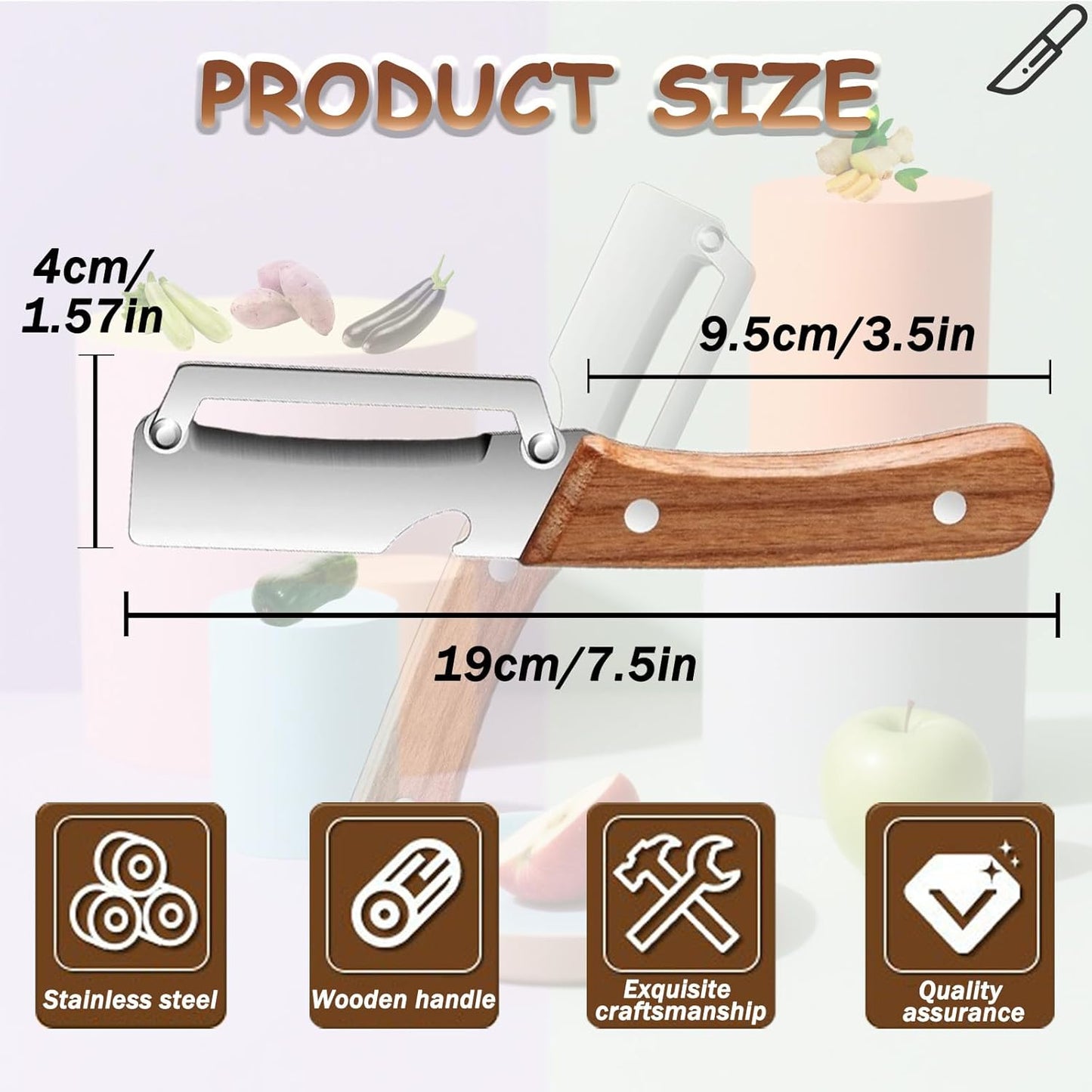 2Pcs Multifunctional Vegetable Peeler with Wooden Handle and Bottle Opener