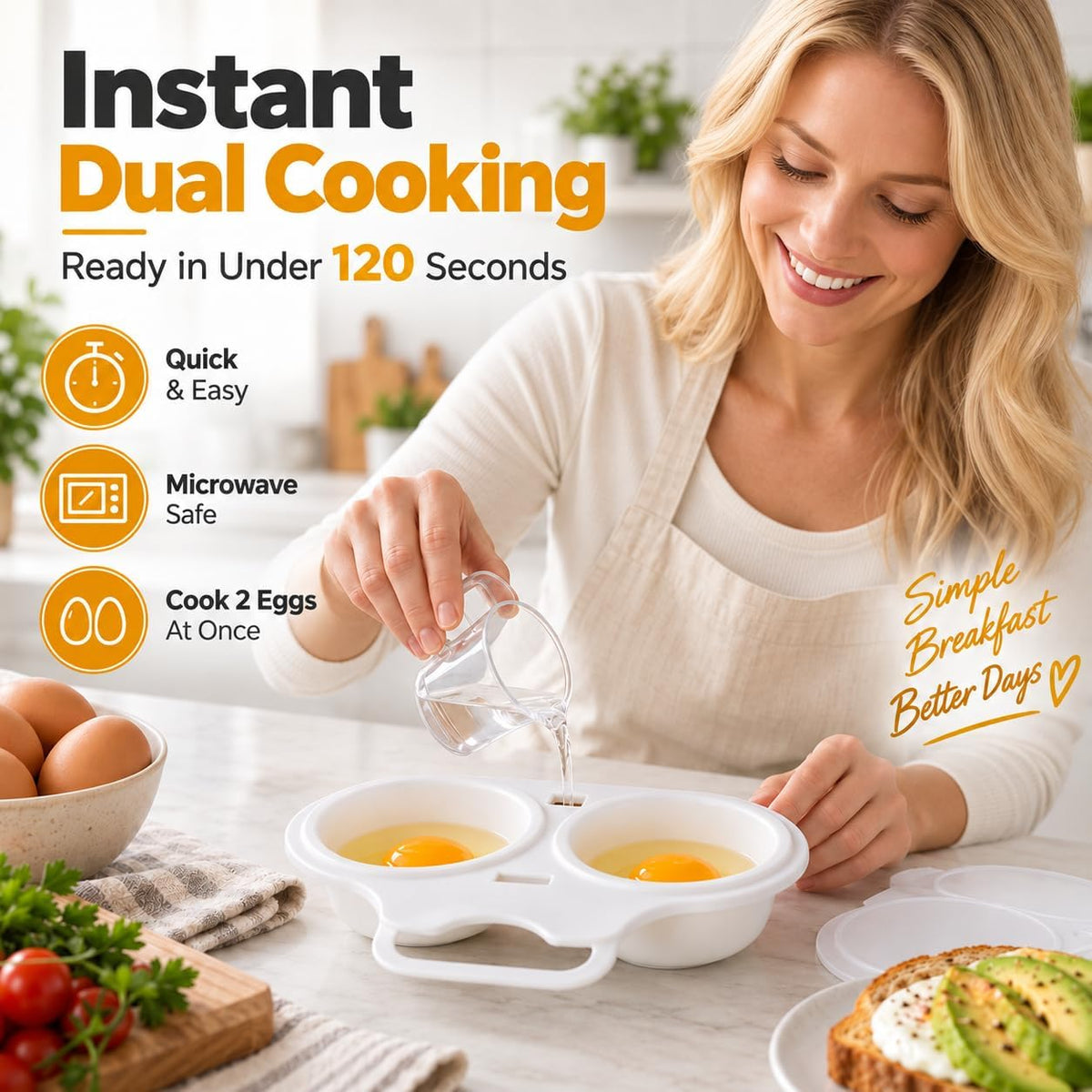 Dual Cavity Microwave Egg Poacher, New Microwave Egg Cooker for Home Kitchen Use