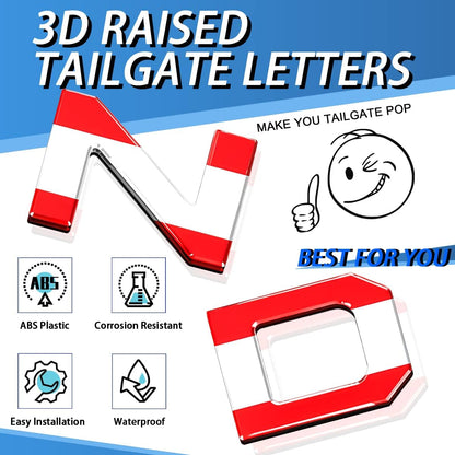 All-New Upgrade Tundr Truck Accessories Badge Tailgate Insert Letters 3D Raised Rear Emblems, ABS Plastic Inserts