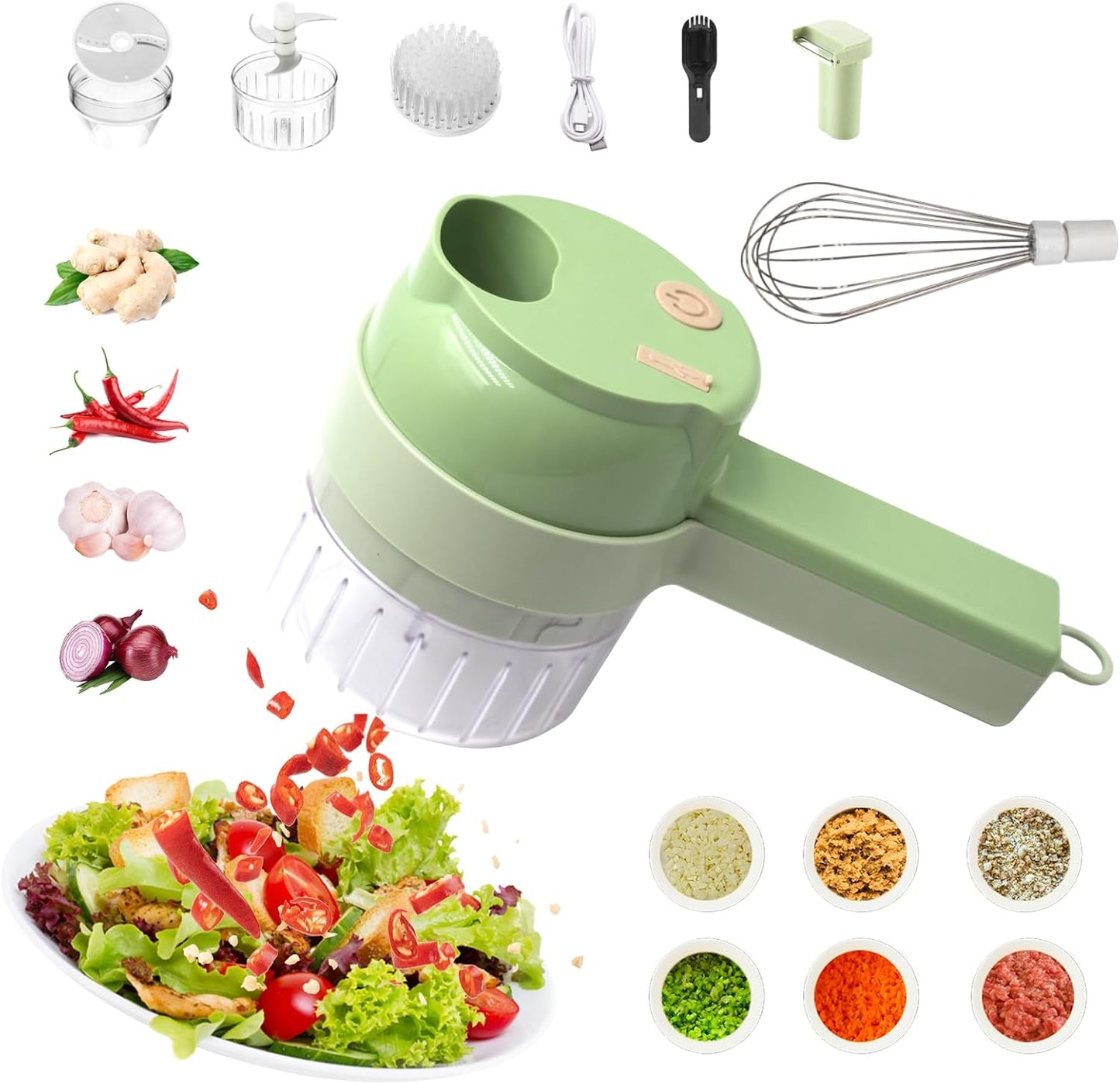 4 in 1 Multi-Functional Portable Electric Vegetable Cutter Set, Wireless Vegetable Processor