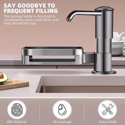 Soap Dispenser for Kitchen Sink, Built in Soap Dispenser Pump with Sponge Holder