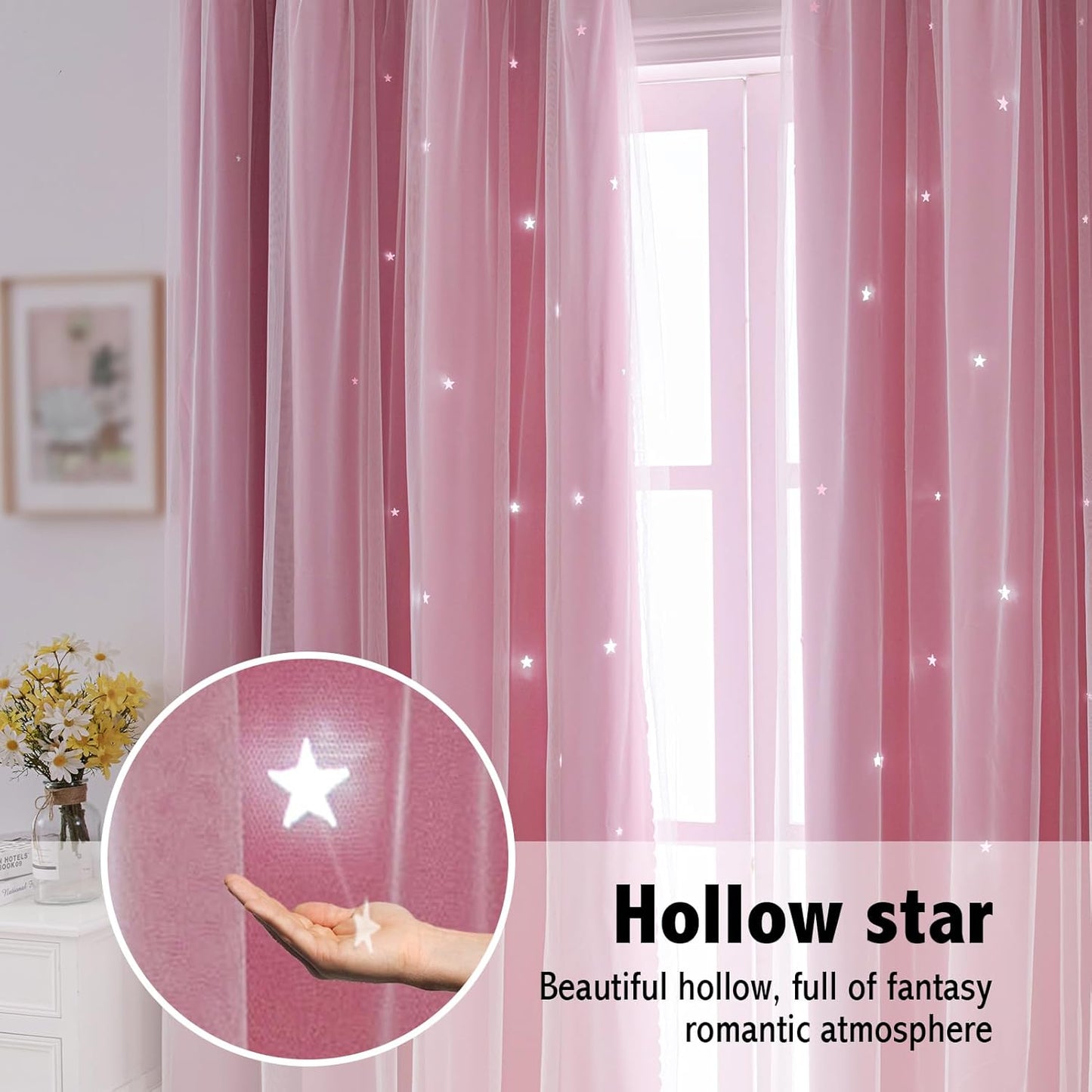 Star Cutout Window Blackout Curtains Bedroom Window Room Darkening Curtains