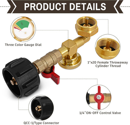 Propane Refill Adapter for 1lb Tanks for Refillable Propane Cylinder