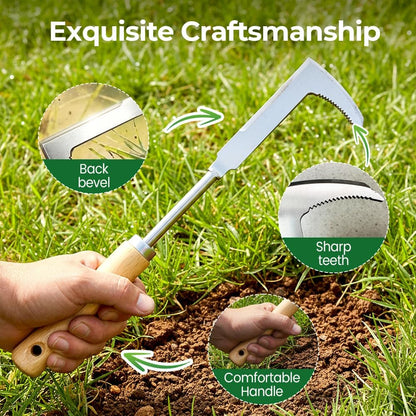 Crack Weeder, Stainless Steel L-Shaped Crevice Weeder Tool with Wood Handle