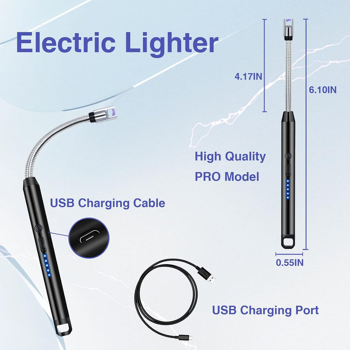 2PCS Lighters Long Stem, 360° Flexible Neck Electric lighters