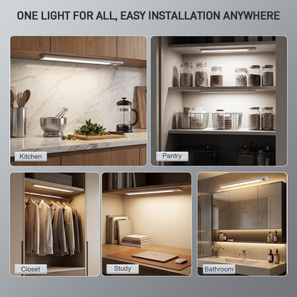 2Pcs LED Motion Sensor Light,Under Counter Lighting, Wireless USB Rechargeable