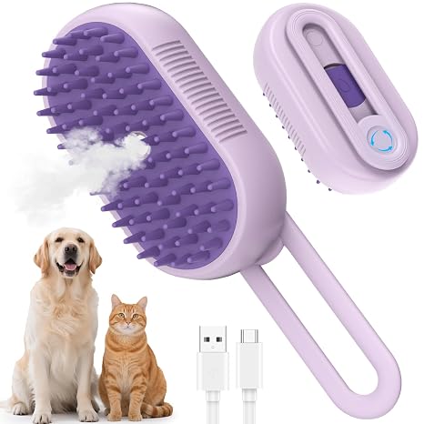 4 in 1 Rechargeable Pet Steam Brush for Shedding