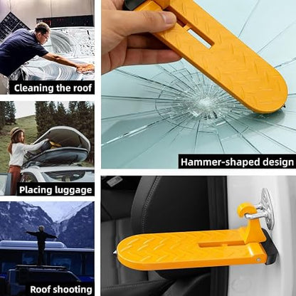 Car Door Step, Foldable Aluminum Alloy Roof Rack Door Step, Heavy Duty 500 lbs Capacity