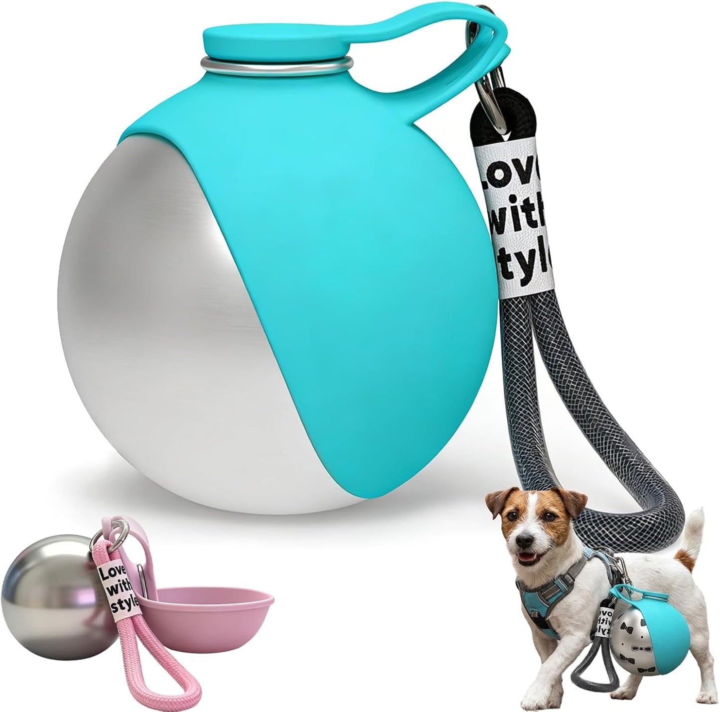 2-in-1 Dog Water Bottle with Bowl for Walking & Travel