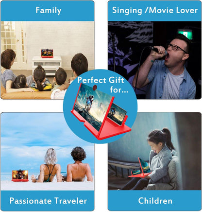 12" Screen Magnifier,3D HD Mobile Phone Magnifier Projector Screen Enlarger for Movies, Videos