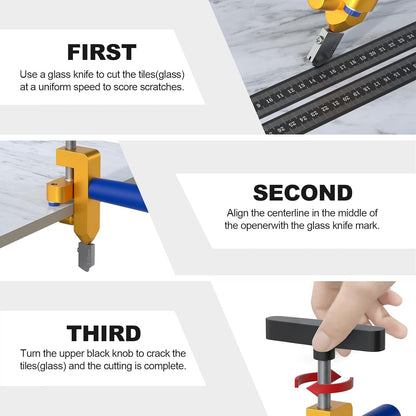 2-in-1 Glass Cutter Hand Tool for 3-15mm Glass, Tile, Mirror & Plexiglass Heavy-Duty Hand device with Tungsten Steel Blade