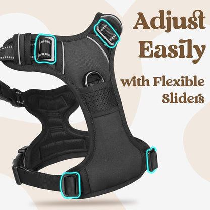 Dog Harness No Pull Adjustable Reflective,for Medium and Large Small Dog with Leash 59.06in
