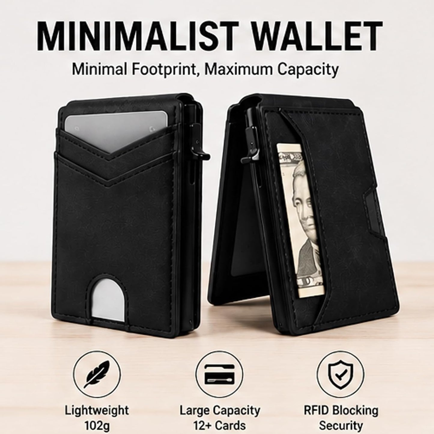 Slim Wallet Minimalist RFID Blocking Front Pocket Credit Card Holder