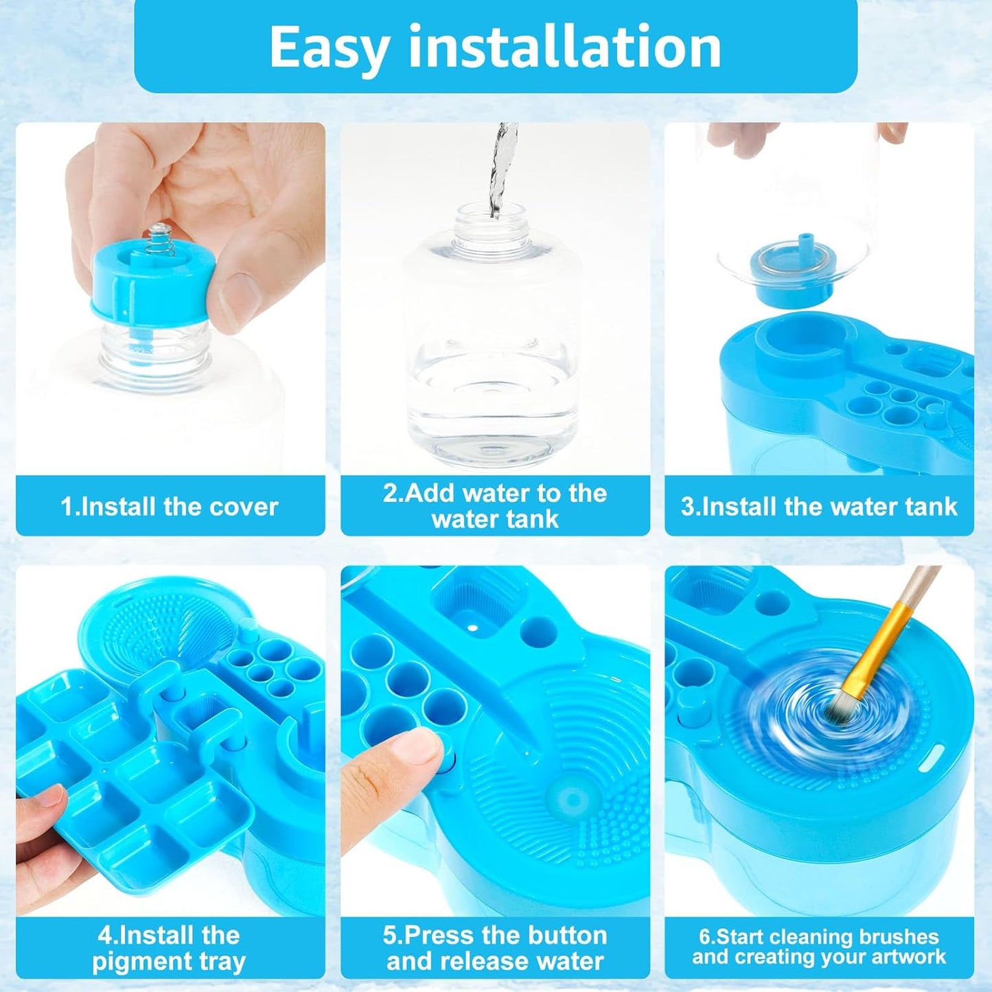 New Paint Brush Cleaner with Paint Tray, Water Circulation Brush Rinser with Brush Holder
