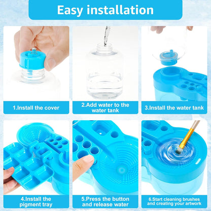 New Paint Brush Cleaner with Paint Tray, Water Circulation Brush Rinser with Brush Holder