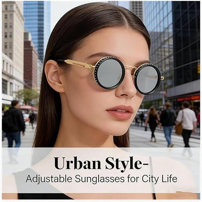 Adjustable Shades Glasses Tint Rounded Polarized Uv400 Lenses Nd Filter Sunglasses 1-9 Gears