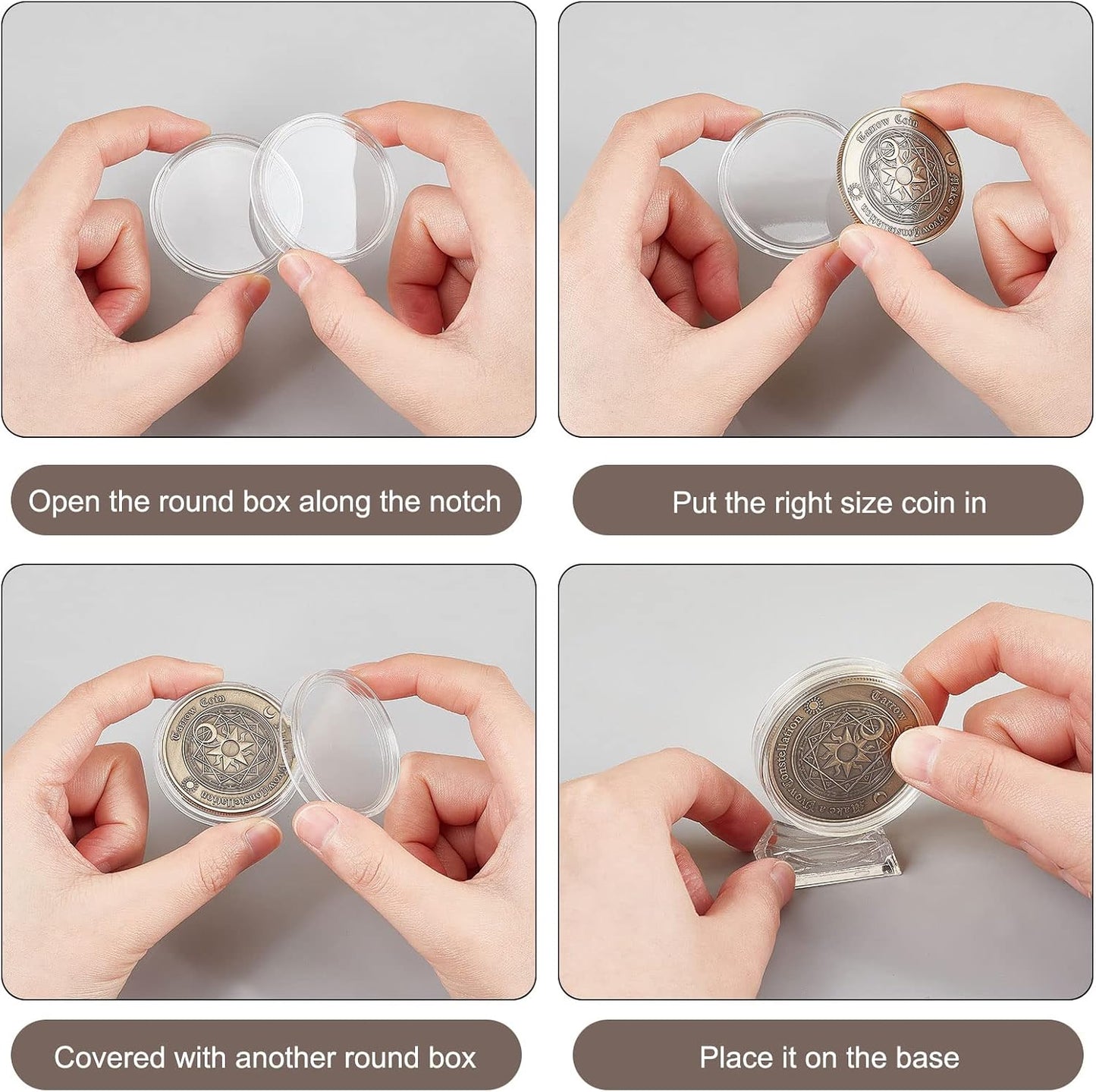 10pcs Transparent Challenge Coin Display Holders with Stands