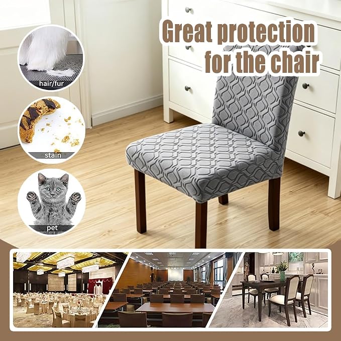 Stretch Jacquard Dining Chair Covers Waterproof & Washable,Non-Slip,Anti-Scratch Protector