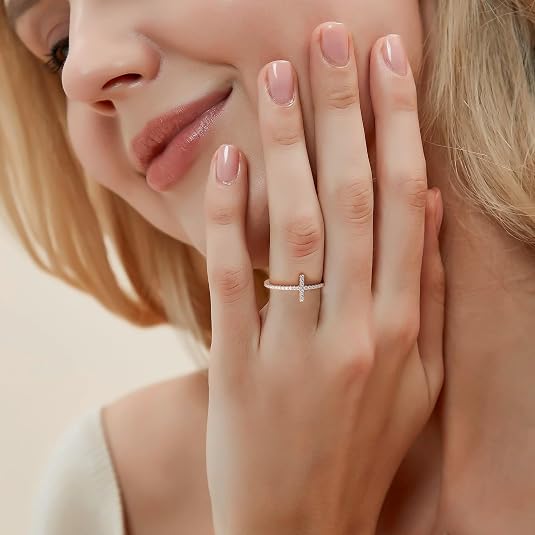 Eternity Promise Ring for Her Saint John Sideway Cross Ring