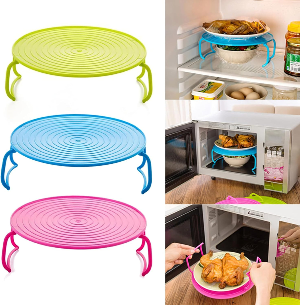 Microwave Plate Stacker, 3-in-1 Plastic Microwave Plate Holder