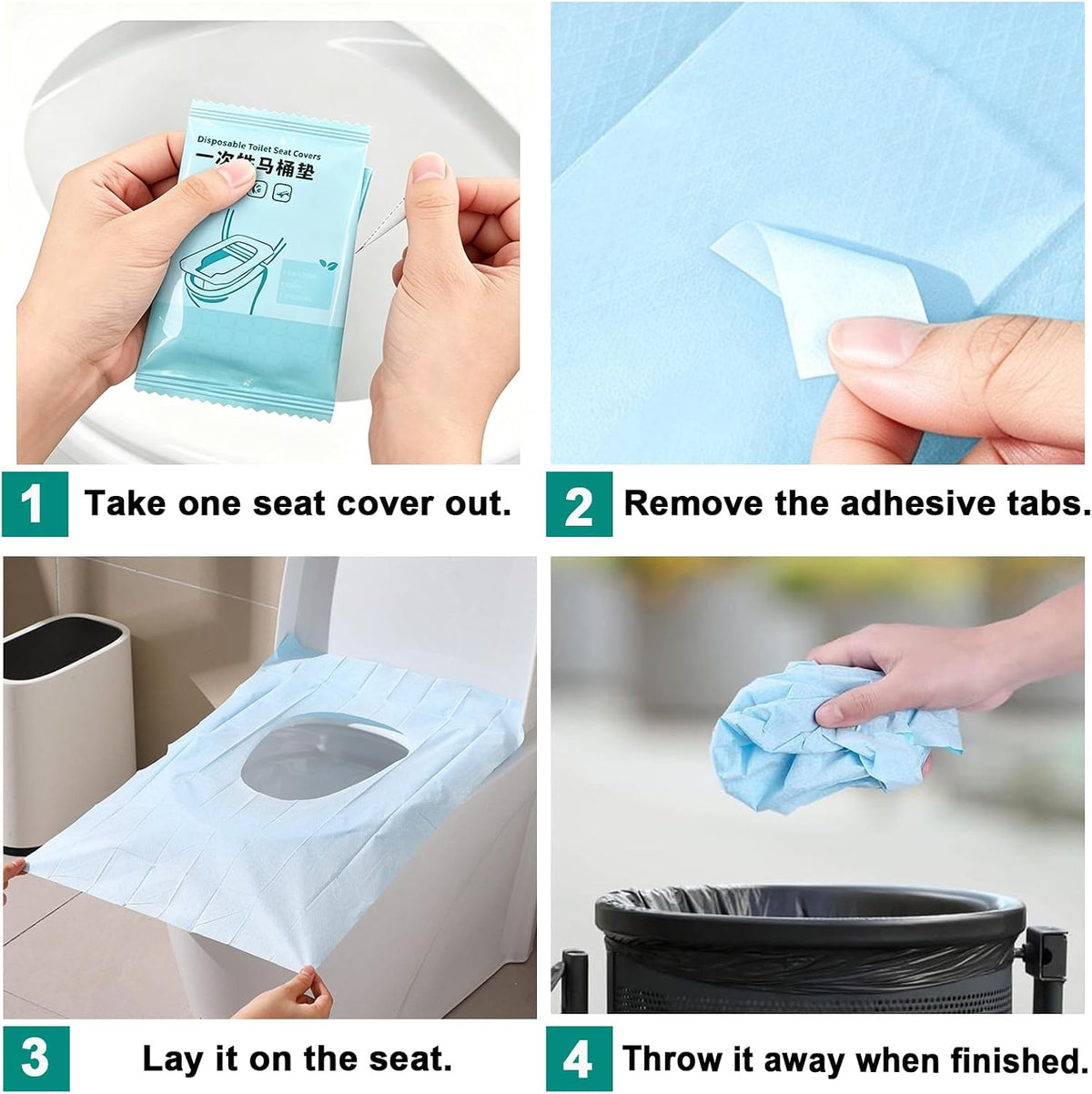 20 Pcs Toilet Seat Covers Disposable Travel Portable Toilet Liners