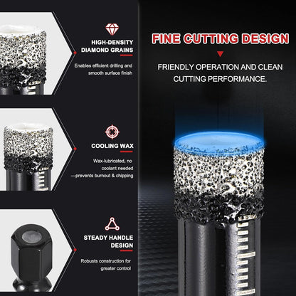 6Pcs 6-16mm Dry Diamond Core Drill Bit Set,Diamond Tile Hole Saw Kit with Hex Shank
