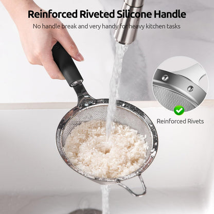 Fine Mesh Strainer - 3.4 Inch Round Sieve - Tea Strainers Soft-boiled Egg Magic Tool