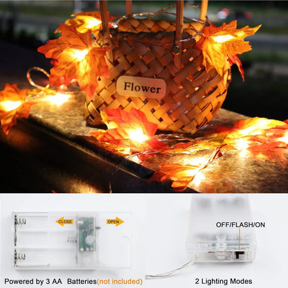 Fall Decor Enlarged Maples Leaves Lights Total 20Ft 40LED