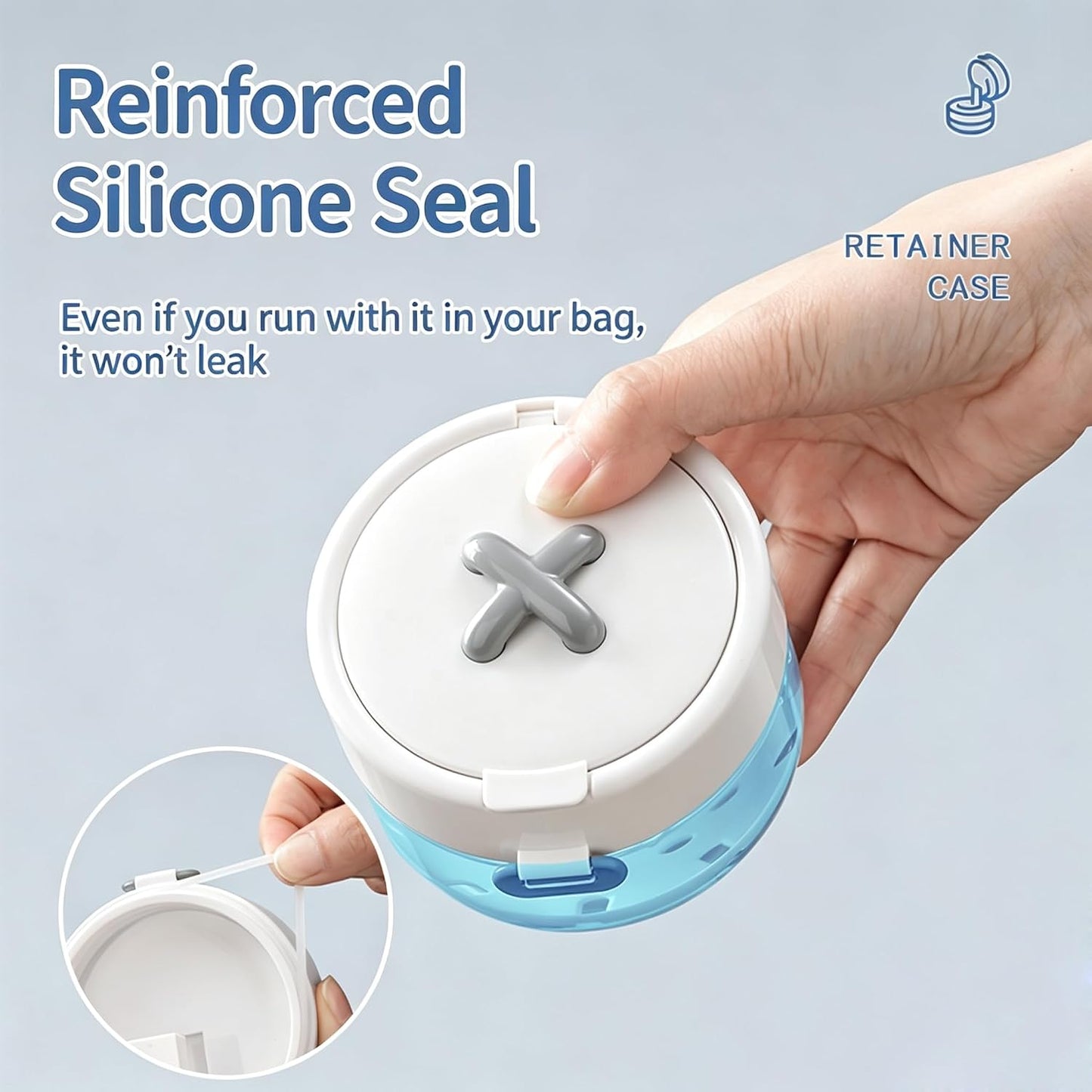 3-in-1 Retainer Case with Mirror and Cleaning Brush, Portable Retainer Case with Mirror