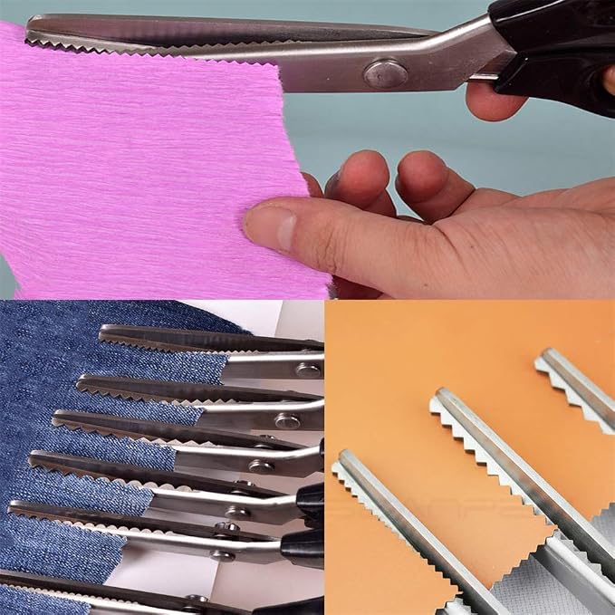 Pinking Shears for Fabric Paper Cutting, Stainless Steel (5mm, Scalloped)