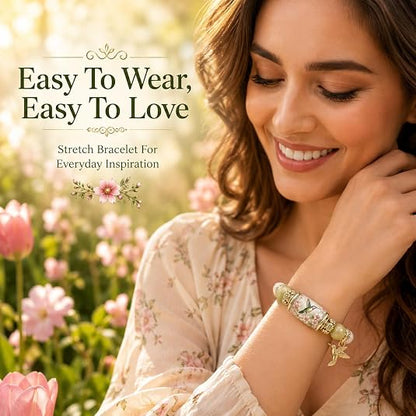 Limited Edition Hummingbird Floral Stone Bracelet, Mixed Rose Quartz & Green Aventurine Beads With 3D Hummingbird Charm