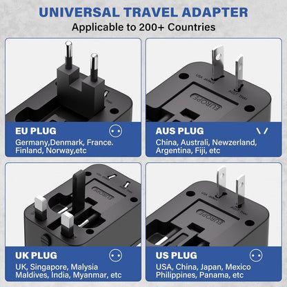 Universal All in One Worldwide Travel Adapter Fast Charge Type C USB-A