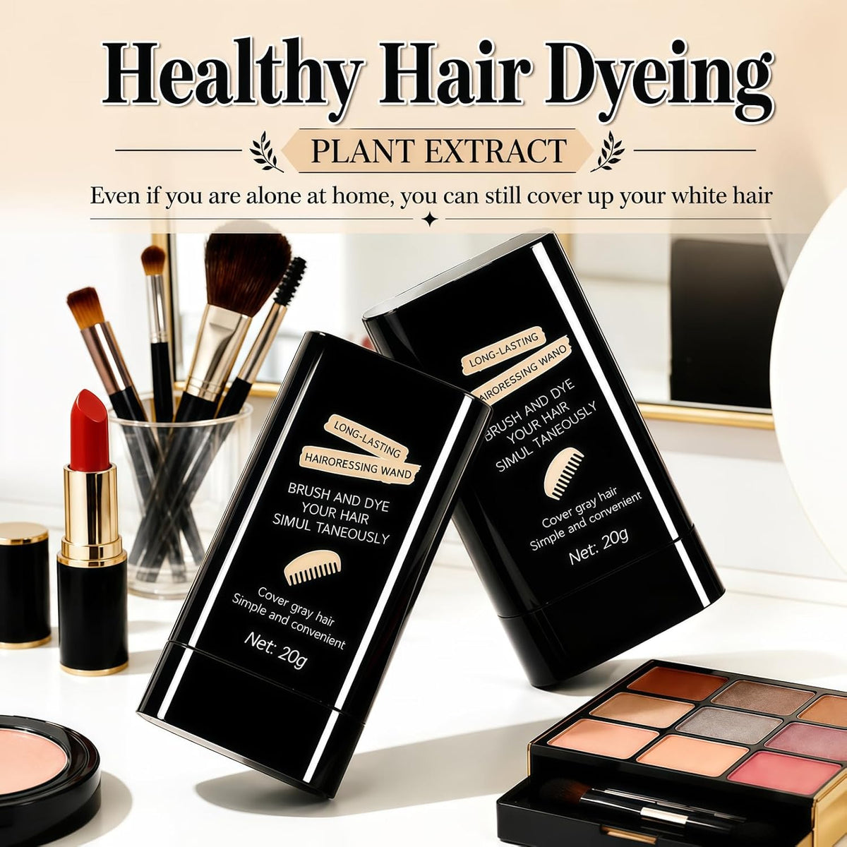 2-in-1 Hair Dye Comb Stick Instant Dyeing, Grey Hair Concealer, Waterproof Sweatproof
