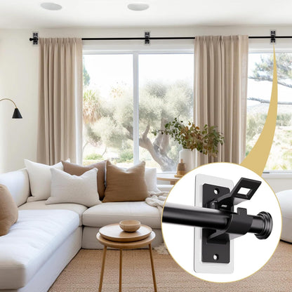 4 Pack Adhesive Curtain Rod Holders No Drilling, Renter Friendly Curtain Rod Brackets