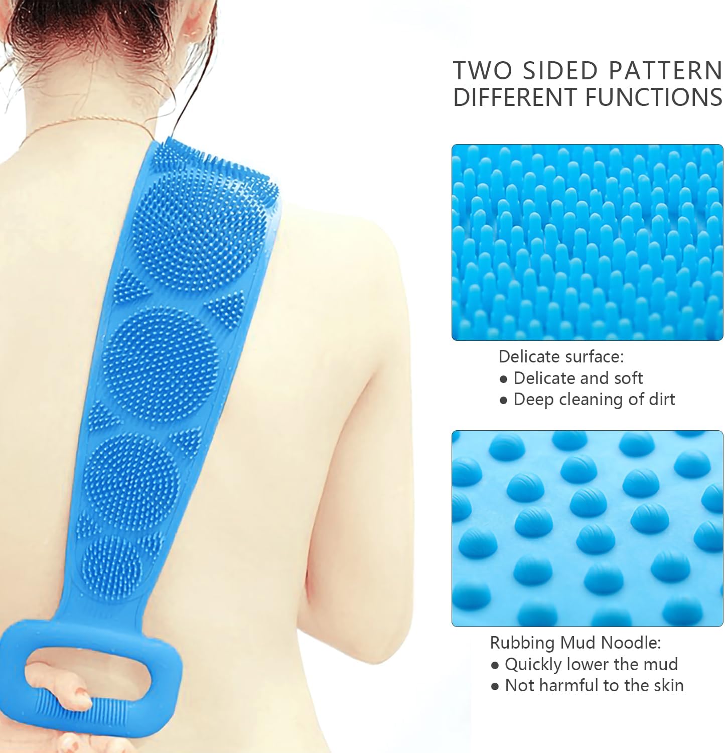 2PCS Silicone Back Scrubber for Shower Dual Sided Body Scrubber