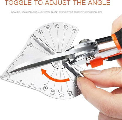 Miter Shears, 45-135 Degree Adjustable Angle Scissors, Quarter Round Cutter Tool with Spare SK5 Blades