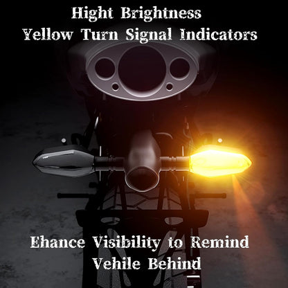 2PCS LED Motorcycle Turn Signals Projector Blinkers with Projection Arrow, Front Rear Turn Signal Lights for Motorcycles Indicators