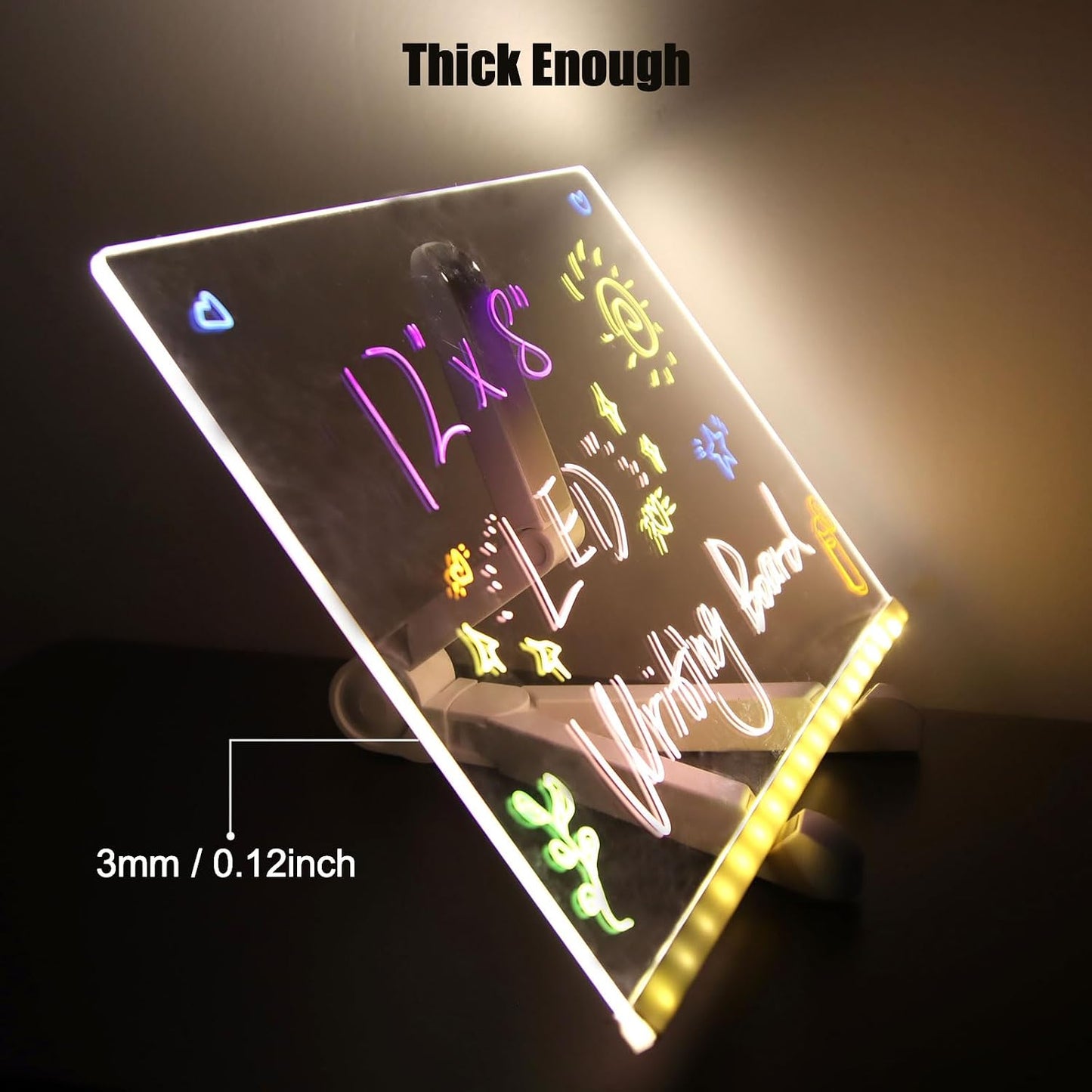 LED Glass Drawing Board for Kids with 4 Pen