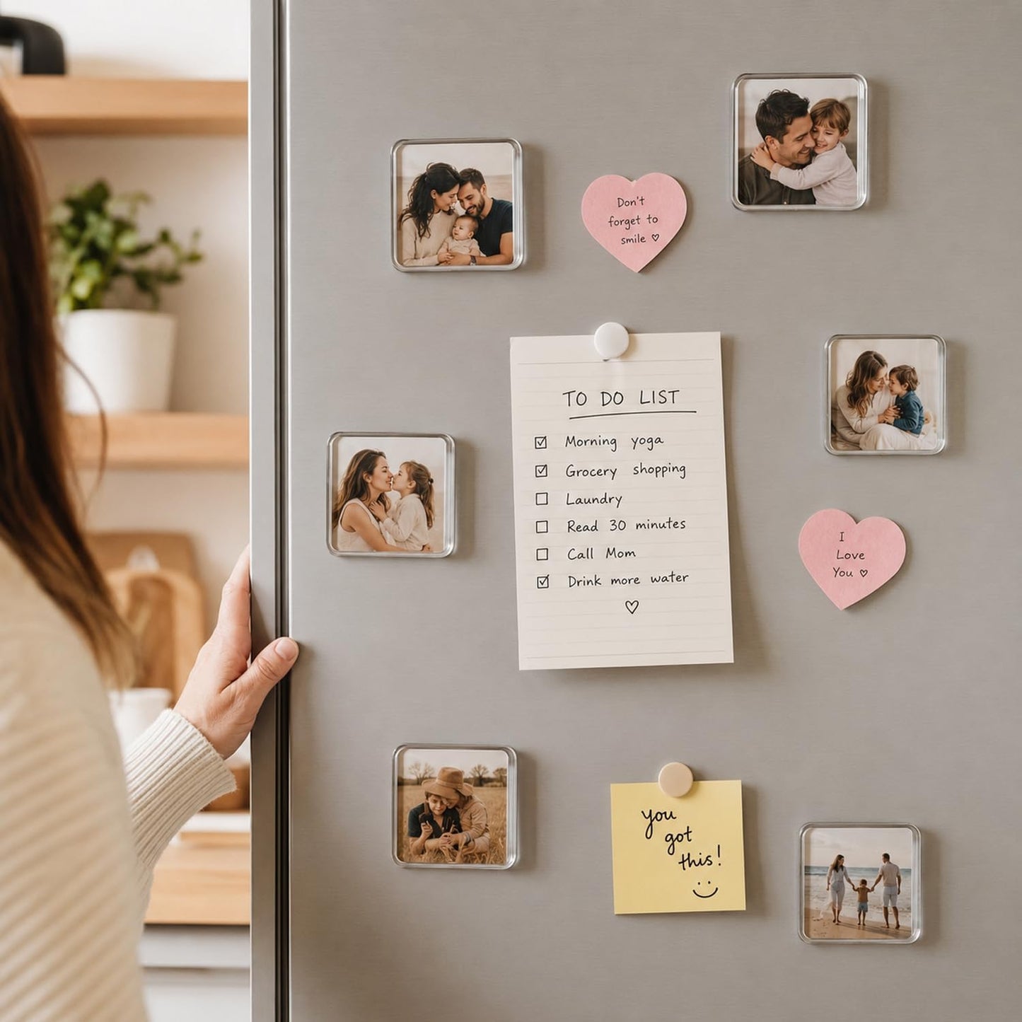 10Pack Magnetic Photo Frames 2"x2" Clear Acrylic DIY Fridge Magnets with Adhesive Backing