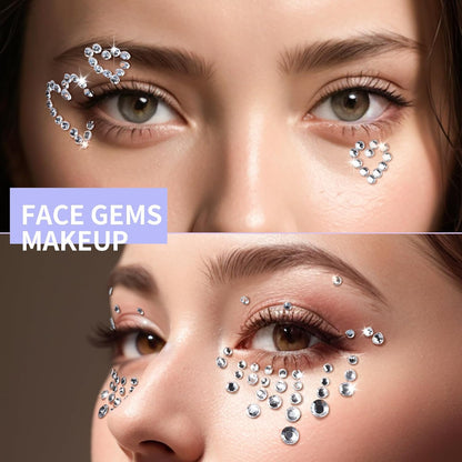 1600PCS Face Gems Hair Pearls Rhinestones for Makeup Festival Face Jewels Hair Jewels