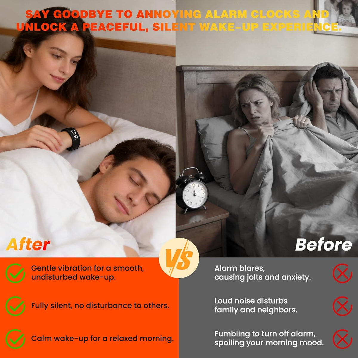 Silent Vibration Alarm Clock - Wrist-Worn Wake-Up Device
