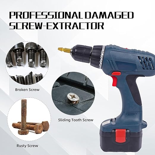 6 Pcs Stripped Screw Extractor Set Hss Damaged Screw Remover and Extractor Nuts & Bolts Drill Bit Tools